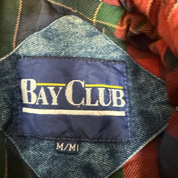 Vintage Bay Club Men's Quilted Denim Jacket Plaid Collar Retro Cabincore M - Picture 7 of 9